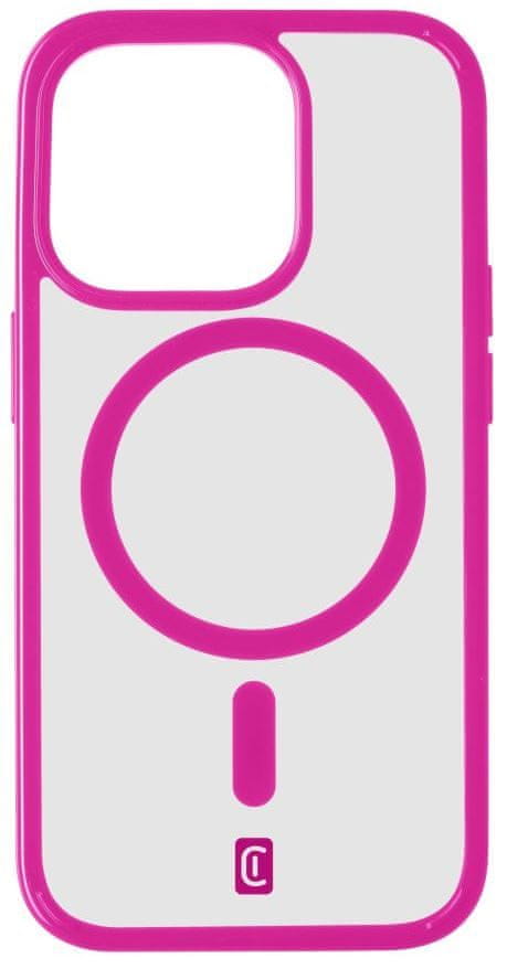 CellularLine Zadní kryt Pop Mag s podporou Magsafe pro Apple iPhone 15 Pro, čirý / růžový (POPMAGIPH15PROF)